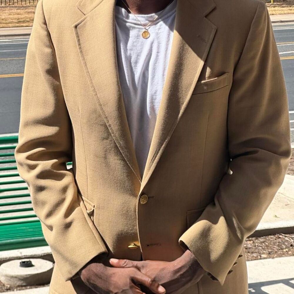london fog tan blazer preppy vintage